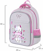 Рюкзак BRAUBERG FAVOUR, 2 отделения, 3 кармана, "Fluffy kittens", 40х29х15 см, 271417