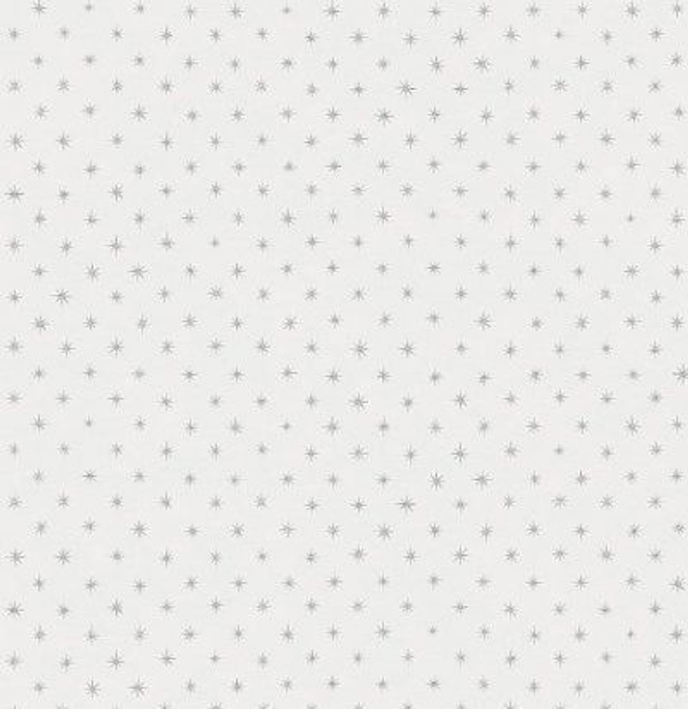 Мелкораппортный дизайн. Стилизованные звездочки с нанесением металлизированных чернил с блестками.