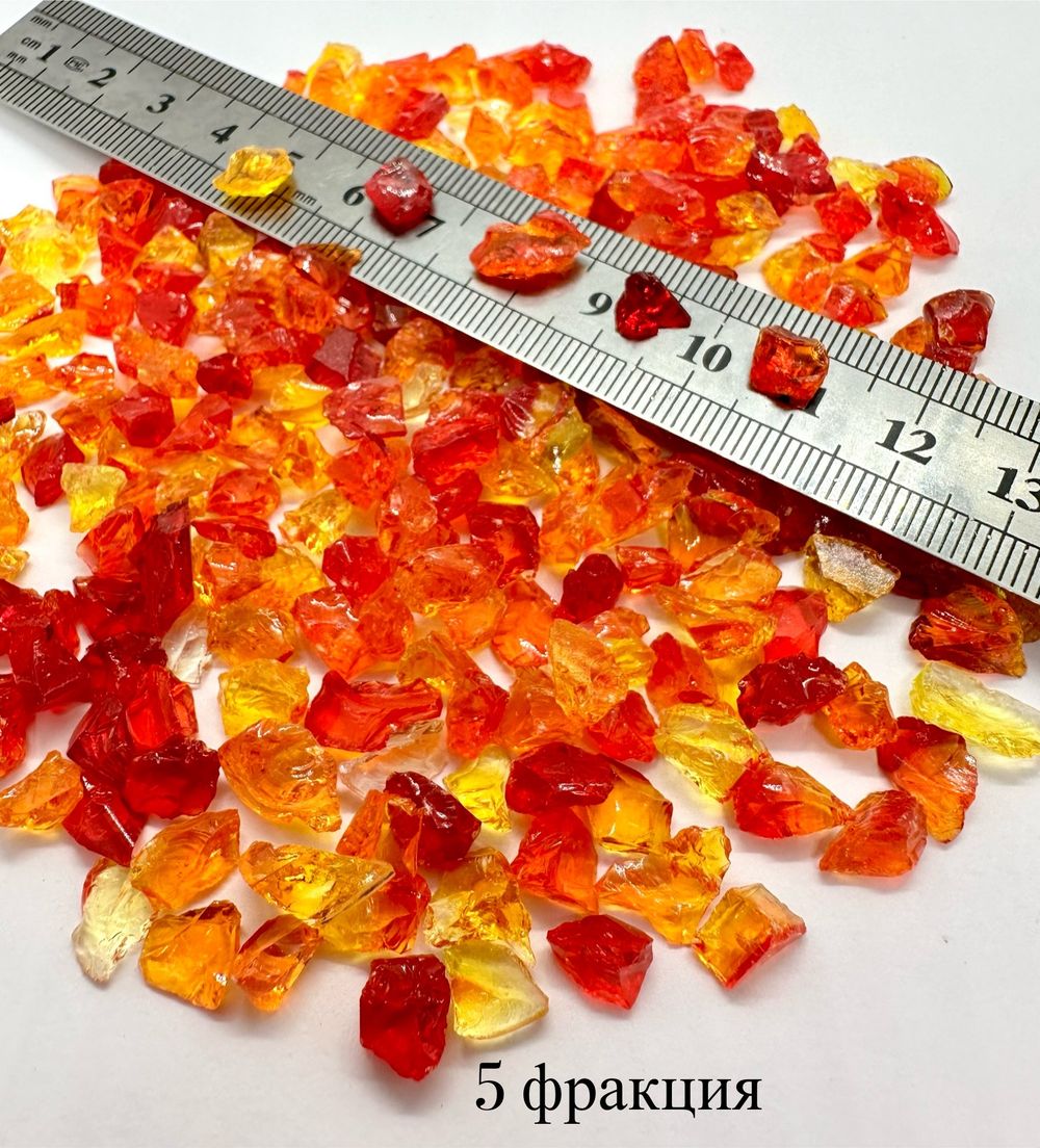 Стеклянная крошка Алая микс фракция № 5