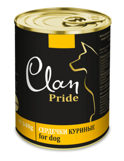 Clan Pride консервы для собак (сердечки куриные) 340 г