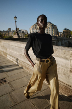 ZARA ТРИКОТАЖНЫЙ ТОП С ПОДПЛЕЧНИКАМИ, ЧЕРНЫЙ