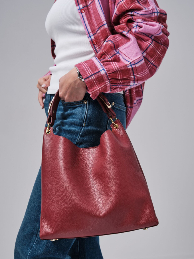 Сумка кожаная бордо