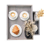 Деревянный поднос 38х28 см в стиле рустик (состаренный), столик для завтрака в постель Флоутард, для кухни, серый