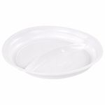 Одноразовые тарелки 2-х секционные КОМПЛЕКТ 100 шт. 220 мм, белые, ПП, холодное/горячее, LAIMA СТАНДАРТ, 608768