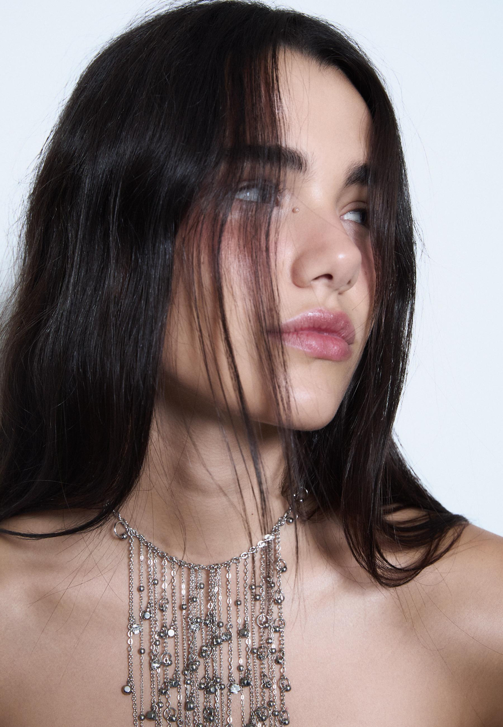 STRADIVARIUS Каскадное ожерелье из бисера, серый