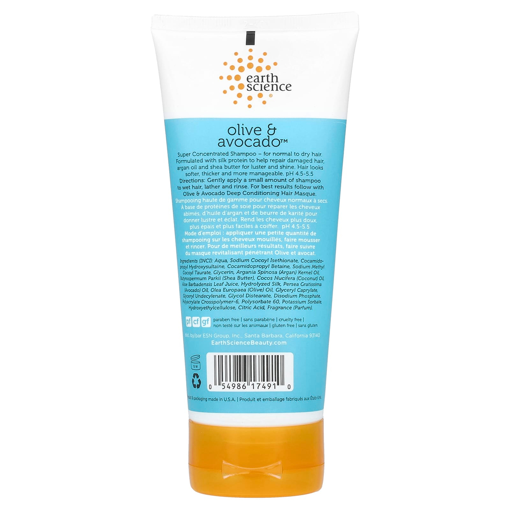 Earth Science, Супер концентрированный шампунь, оливка и авокадо, 177 мл (6 жидких унций)