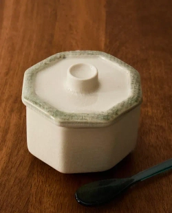 ZARA HOME КЕРАМИЧЕСКАЯ САХАРНИЦА С КРЫШКОЙ, ЗЕЛЕНЫЙ