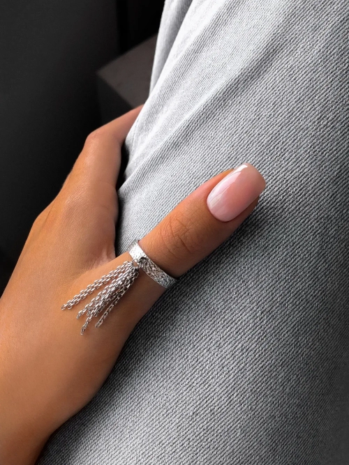 Кольцо "Мятое с цепями"