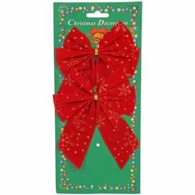 Бант на ёлку «Золотой узор» 12см (набор 2шт)