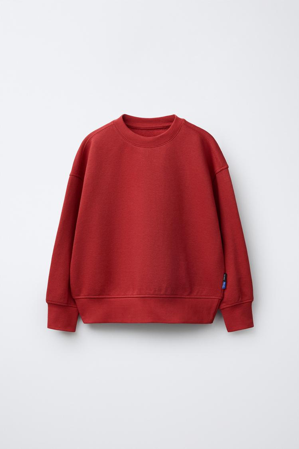 ZARA БАЗОВАЯ ТОЛСТОВКА С НАДПИСЬЮ И НАШИВКОЙ, КРАСНЫЙ