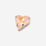 Кристалл в форме сердца в цапах, оттенок "Персик", 12,5*14мм, родирование.
