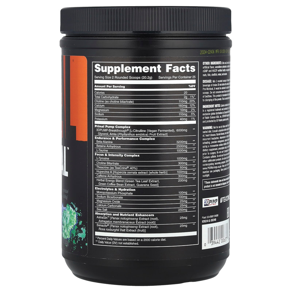 Animal, Pre Workout Primal ™, порошок, Candy Crush'd, 505 г (1,11 фунта)