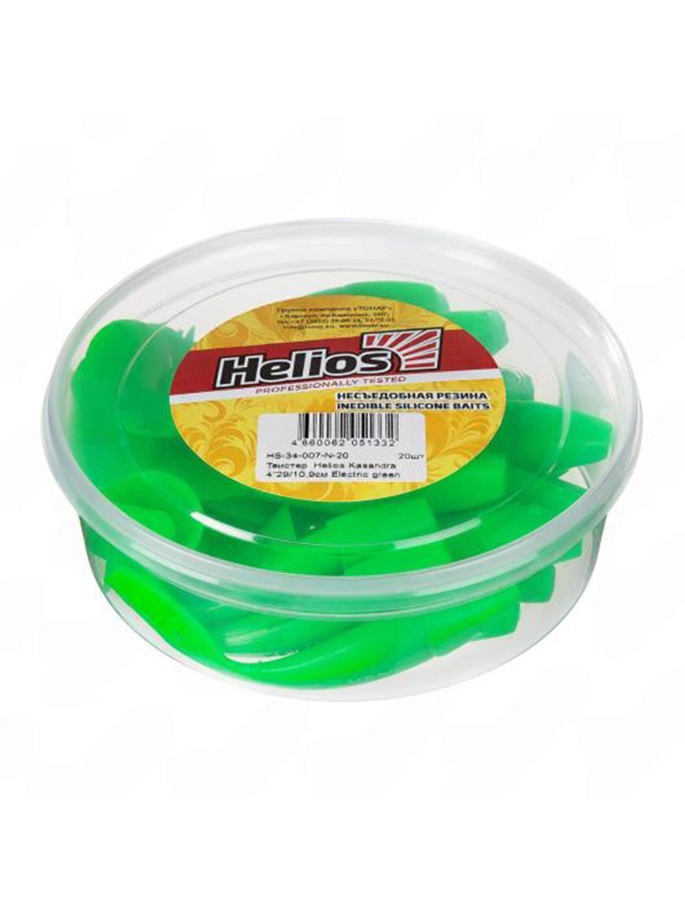 Твистер несъедобный Helios Kasandra 4"29/10,9см Lime 100шт. (HS-34-008-N)