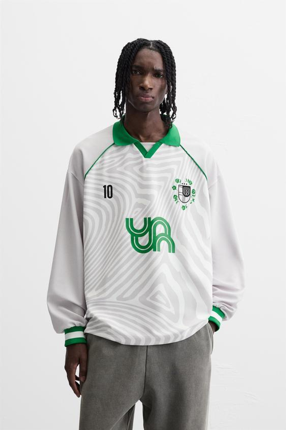 ZARA ФУТБОЛКА В СТИЛЕ РЕТРО, ЖЕЛТОВАТО-БЕЛЫЙ