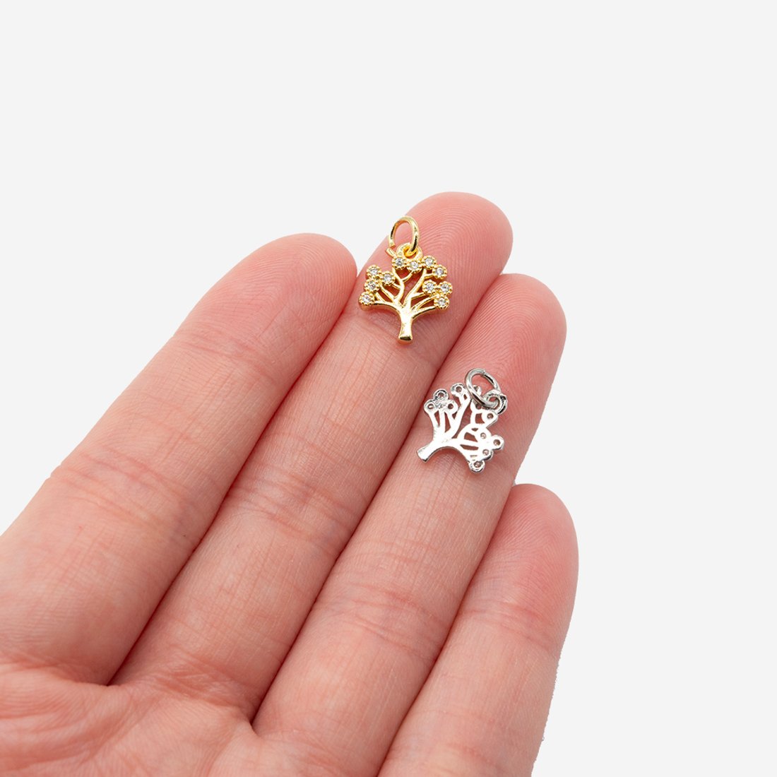 Подвеска "Денежное дерево", 12*10,5мм, фианиты, позолота