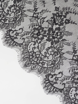 Кружево шантильи черное неэластичное ширина 45 см купон 2,9 м С БРАКОМ