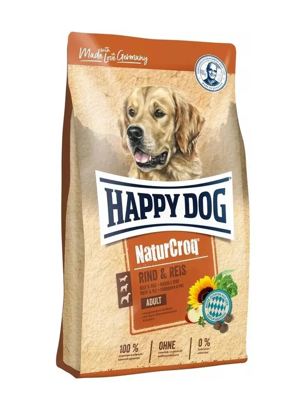 Happy Dog NaturCroq Rind&Reis (Хэппи Дог Натуркрок) корм сухой для собак с говядиной 15 кг.