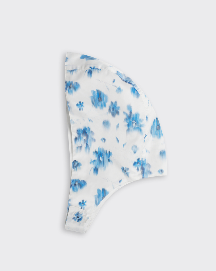 Чепчик цветы молочный/голубой