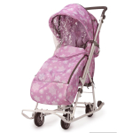 Санки-коляска "Наши Детки 3-1К" со снежинками на сиреневом