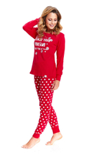 Молодежная хлопковая пижама со штанами в горошек (Размер: S) (Цвет: красный с белым)