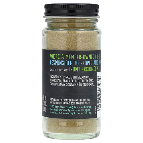 Frontier Co-op, Приправа для птицы с шалфеем, чабрецом и луком, 38 г (1,34 унции)
