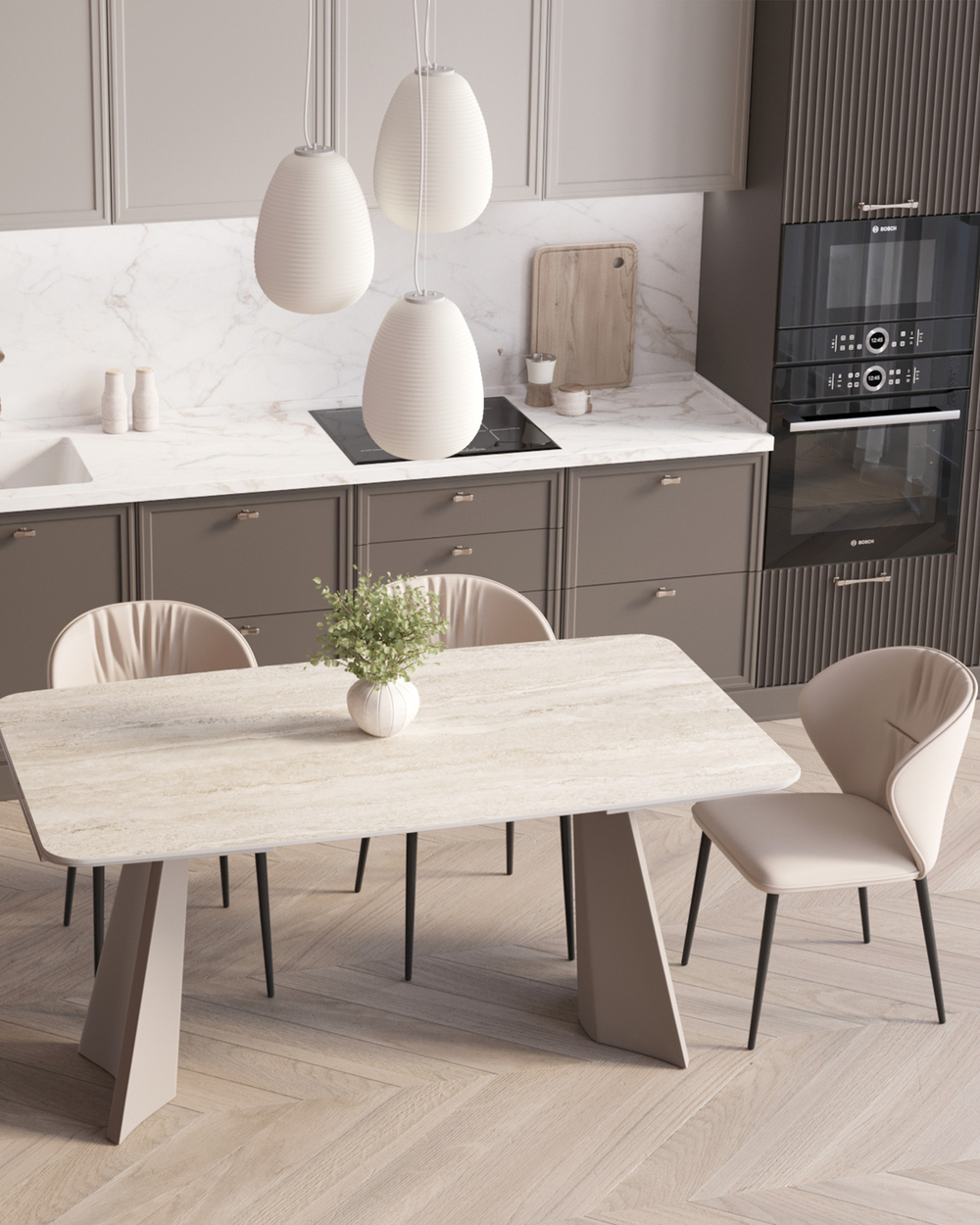 Стул обеденный Deia кремовая экокожа черные ножки