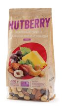 NUTBERRY Смесь жареных орехов с ананасом и изюмом 220 г