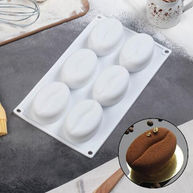 Форма для муссовых пирожных «Кофейные зёрна», 28,5х17х2,5 см, 6 ячеек, 8х6 см