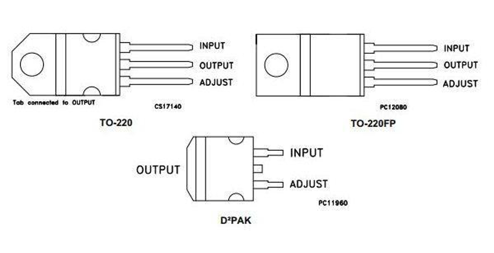 Транзистор LM317T 1,2-37B/1,5A (Стабилизатор напряжения с 5-40В на 1.2-37В)