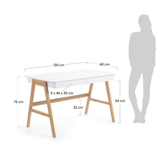 Письменный стол с ящиками Dyana 120x60 см, белый