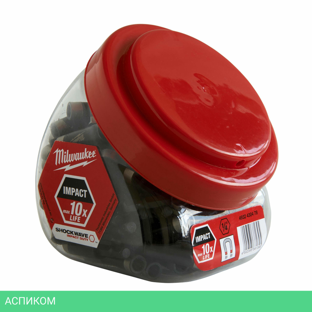 Держатель бит Milwaukee Shockwave 1/4" HEX 60мм 100шт (4932430478)
