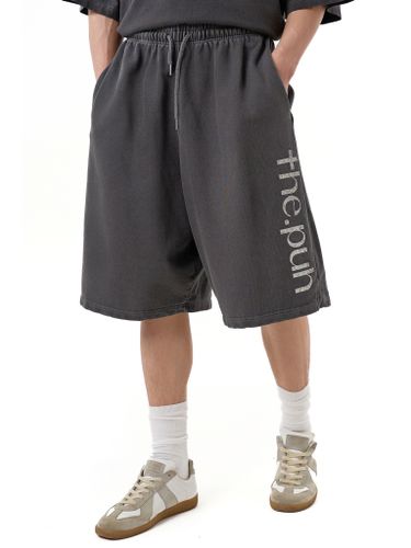 Графитовые трикотажные шорты с лого