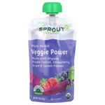 Sprout Organics, Veggie Power, от 12 месяцев и старше, фиолетовая морковь, клубника, виноград и батат, 113 г (4 унции)