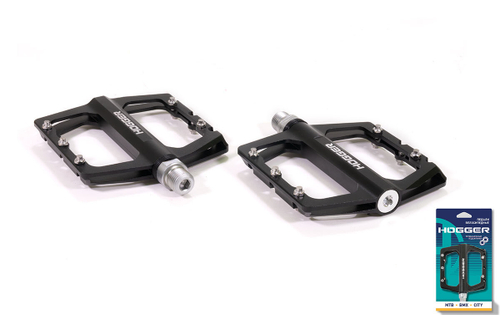 Педали HOGGER PLATFORM алюминиевые, 112x101мм, резьба 9/16", со сменными шипами, промподшипники, черные (50)
