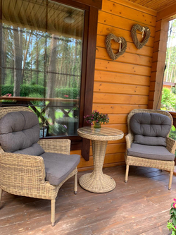 "Леванте" стол круглый из искусственного ротанга, цвет соломенный