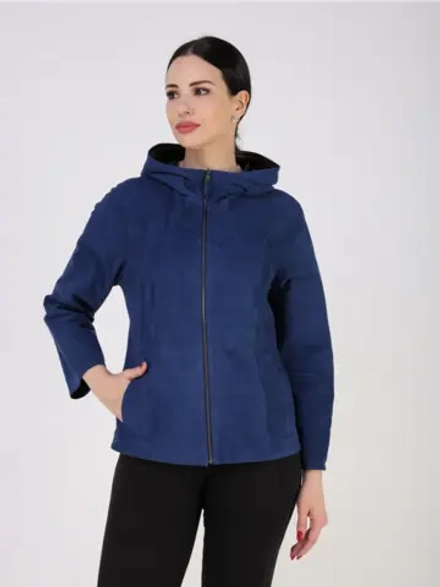 Куртка демисезонная замшевая двухсторонняя с капюшоном