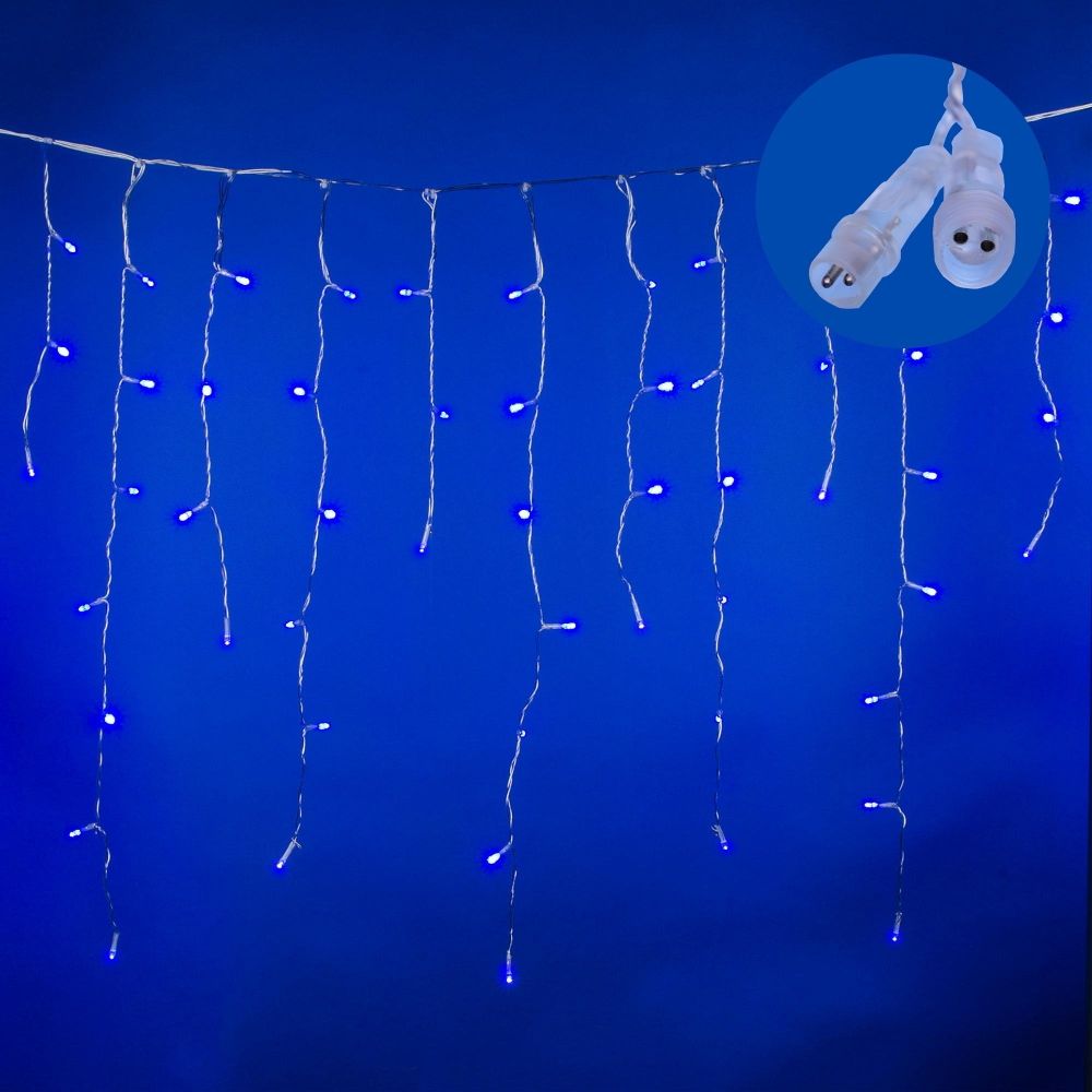 ULD-B12006-195-TTK BLUE IP44 Бахрома светодиодная с эффектом мерцания. 12м. Соединяемая. 195 светодиодов. Синий свет. Провод прозрачный. ТМ Uniel