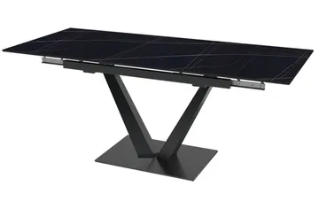 Стол "МАЛИБУ" 120-180, керамика Black Gold матовая, R-6, опоры черный муар