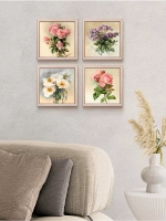 Картины на стену интерьерная на холсте 4 шт, 23*23 см