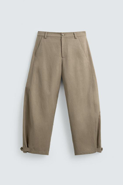 ZARA БРЮКИ RELAXED FIT С РЕГУЛИРУЕМЫМ НИЗОМ, РЫЖЕВАТО-КОРИЧНЕВЫЙ