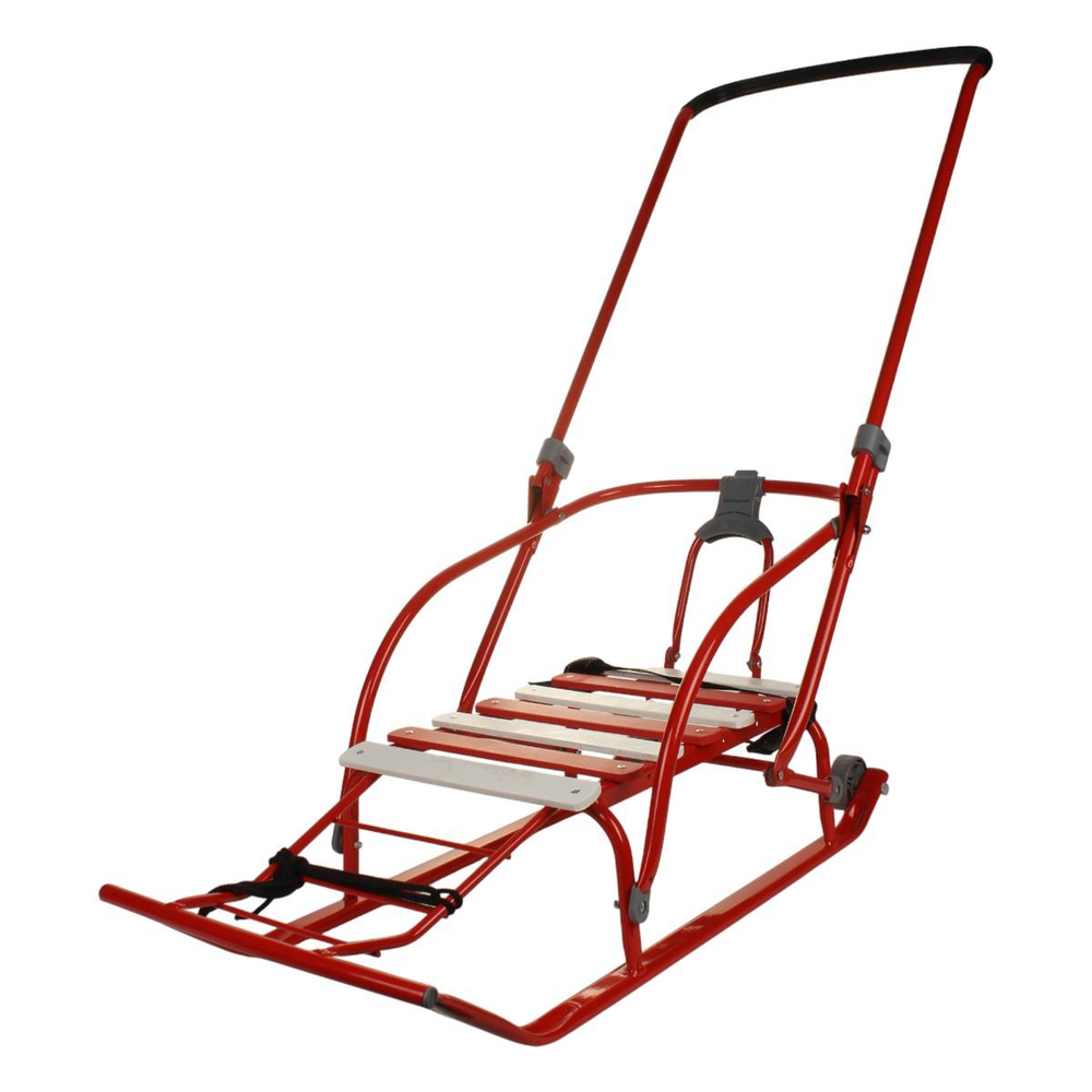 Санки "Nikki 2 " складная спинка, ручка, цвет алый