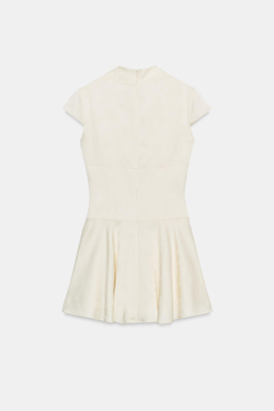 ZARA МИНИ-ПЛАТЬЕ ИЗ ЖАККАРДОВОГО АТЛАСА НА ПУГОВИЦАХ, ЭКРЮ