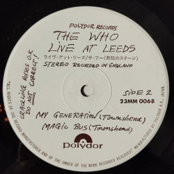 Винтажная виниловая пластинка LP The Who Leeds (Japan 1981) (No Obi)