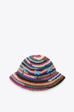 ZARA ПЛЕТЕНАЯ РАЗНОЦВЕТНАЯ ПАНАМА, РАЗНОЦВЕТНЫЙ
