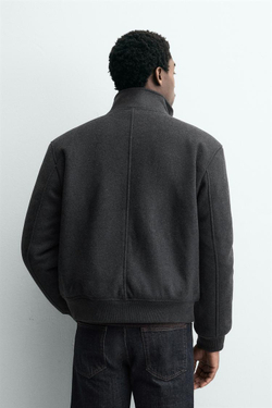 ZARA КОМБИНИРОВАННЫЙ БОМБЕР, АНТРАЦИТОВО-СЕРЫЙ