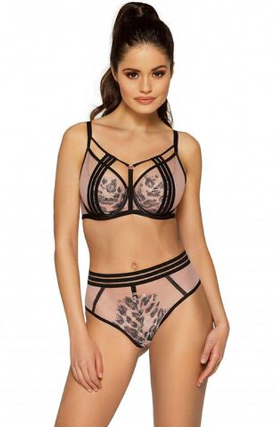 Бюстгальтер Angelina с принтованным кружевом (Размер: 90D) (Цвет: черный с бежевым)