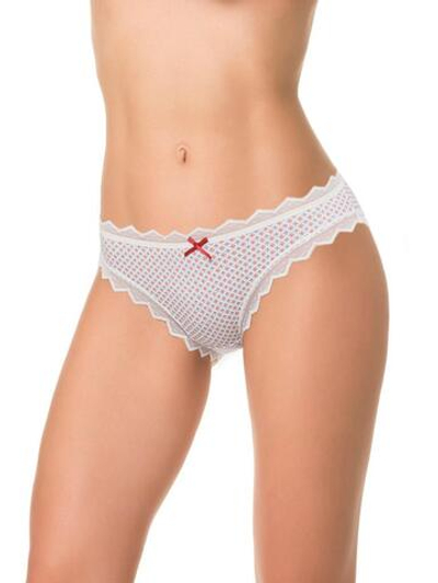 Трусики-слипы с мелким геометрическим рисунком (Размер: L) (Цвет: молочный)