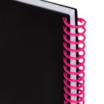 Тетрадь обложка пластик, А5 80 л., спираль пластик, резинка, клетка, BRAUBERG, черный/розовый, 405384