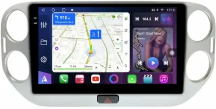 Магнитола для Volkswagen Tiguan 1 2007-2016, Golf Plus (рамка серебро, любая кнопка) - FarCar 8008S10 монитор 10.36" QLED на Android 14, TS18, CarPlay, 4G SIM-слот