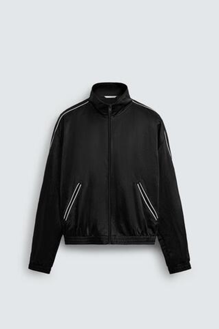 ZARA КУРТКА-БОМБЕР С ВЫШИВКОЙ© OTIS KWAME KYE QUAICOE, ЧЕРНЫЙ